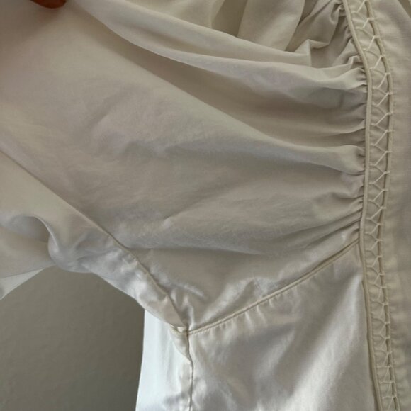 Rachel Ray Victorian Inspired Fitted Blouse Peter Pan Neck Puff Sleeve Minimalis - Picture 7 of 16